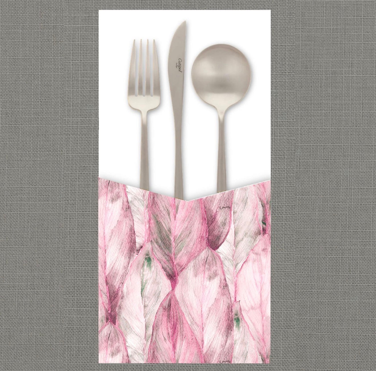 Pink Tropical Leaf Cutlery Pouch
