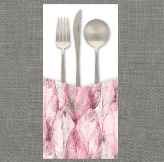 Pink Tropical Leaf Cutlery Pouch