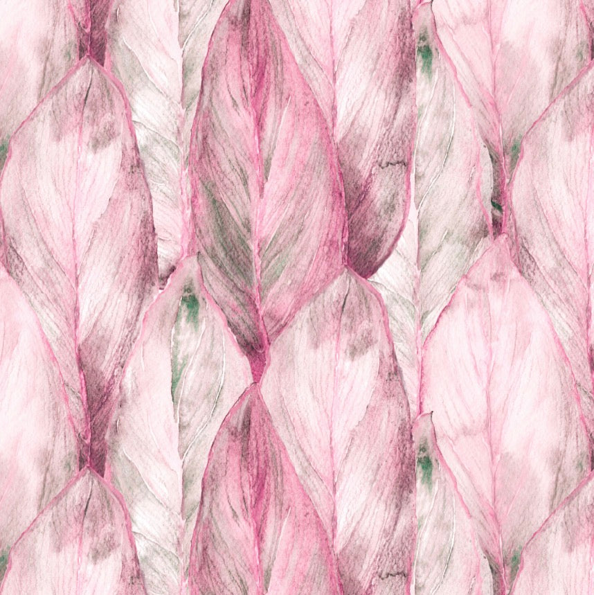 Pink Tropical Leaf Cocktail Napkin