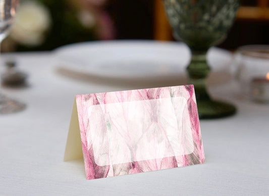 Pink Tropical Leaf Place Cards