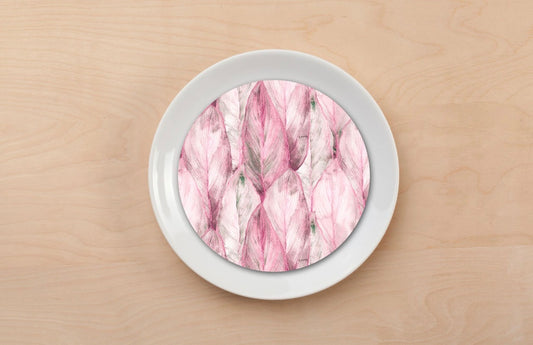 Pink Tropical Leaf Plate Accent