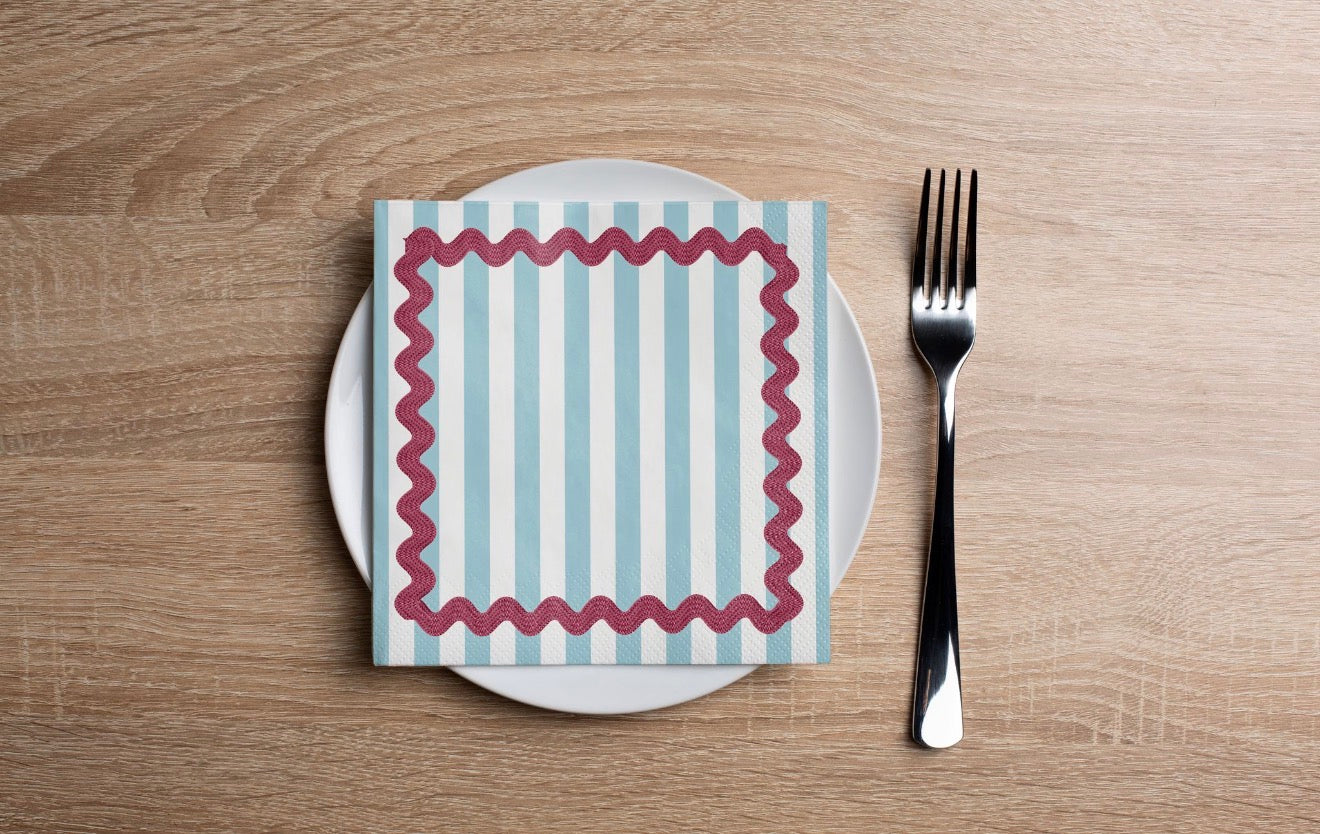 Ric Rac Blue Cocktail Napkin