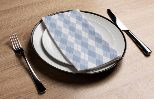 Blue Argyle - Printed Guest Towel