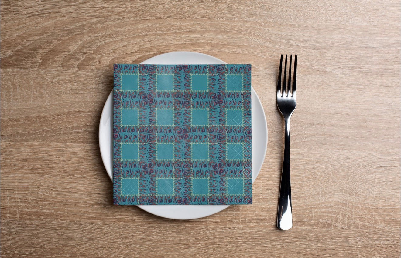 Fringe Plaid Cocktail Napkin
