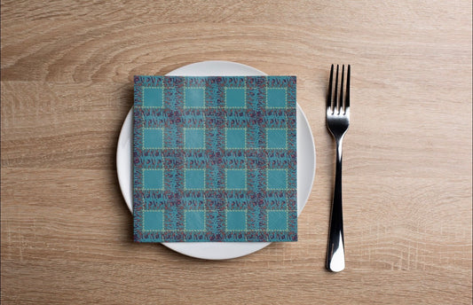 Fringe Plaid Cocktail Napkin