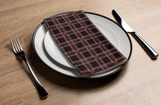 Fringe Plaid Burgundy - Printed Guest Towel