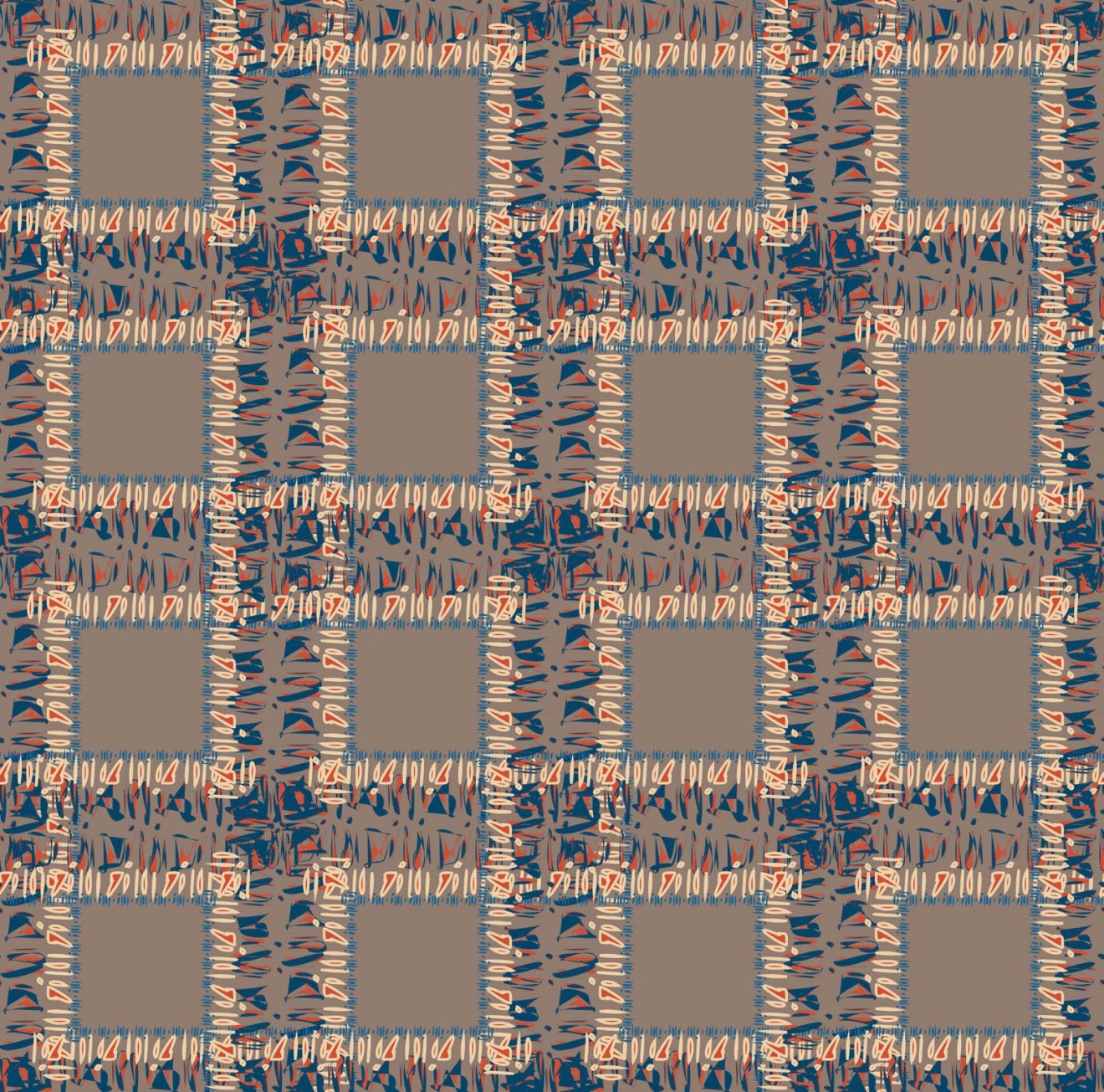 Fringe Plaid Taupe Cocktail Napkin