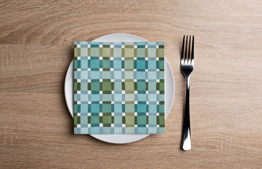 Greenwich Squares Cocktail Napkin
