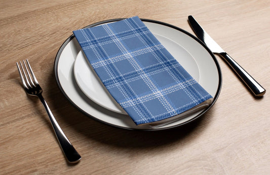 Sky Blue Plaid - Printed Guest Towel