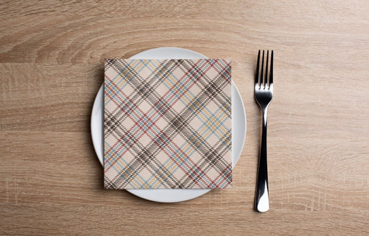 Tan Tartan Cocktail Napkin