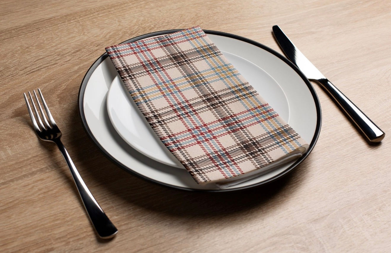 Tan Tartan - Printed Guest Towel