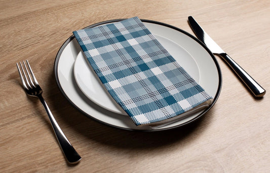 Teal Check - Printed Guest Towel