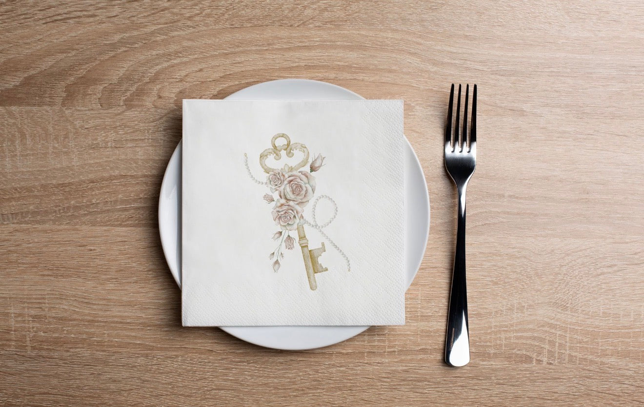 Vintage Key Cocktail Napkin