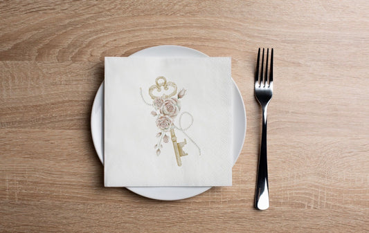 Vintage Key Cocktail Napkin