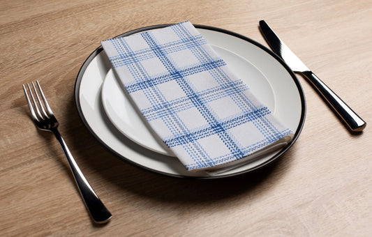 White Plaid - Printed Guest Towel