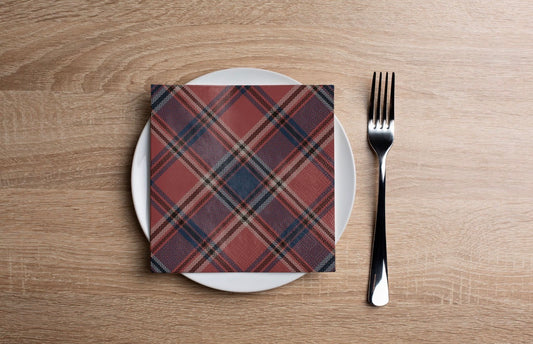 Brick Plaid Cocktail Napkin