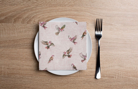 Linen Parrots Cocktail Napkin