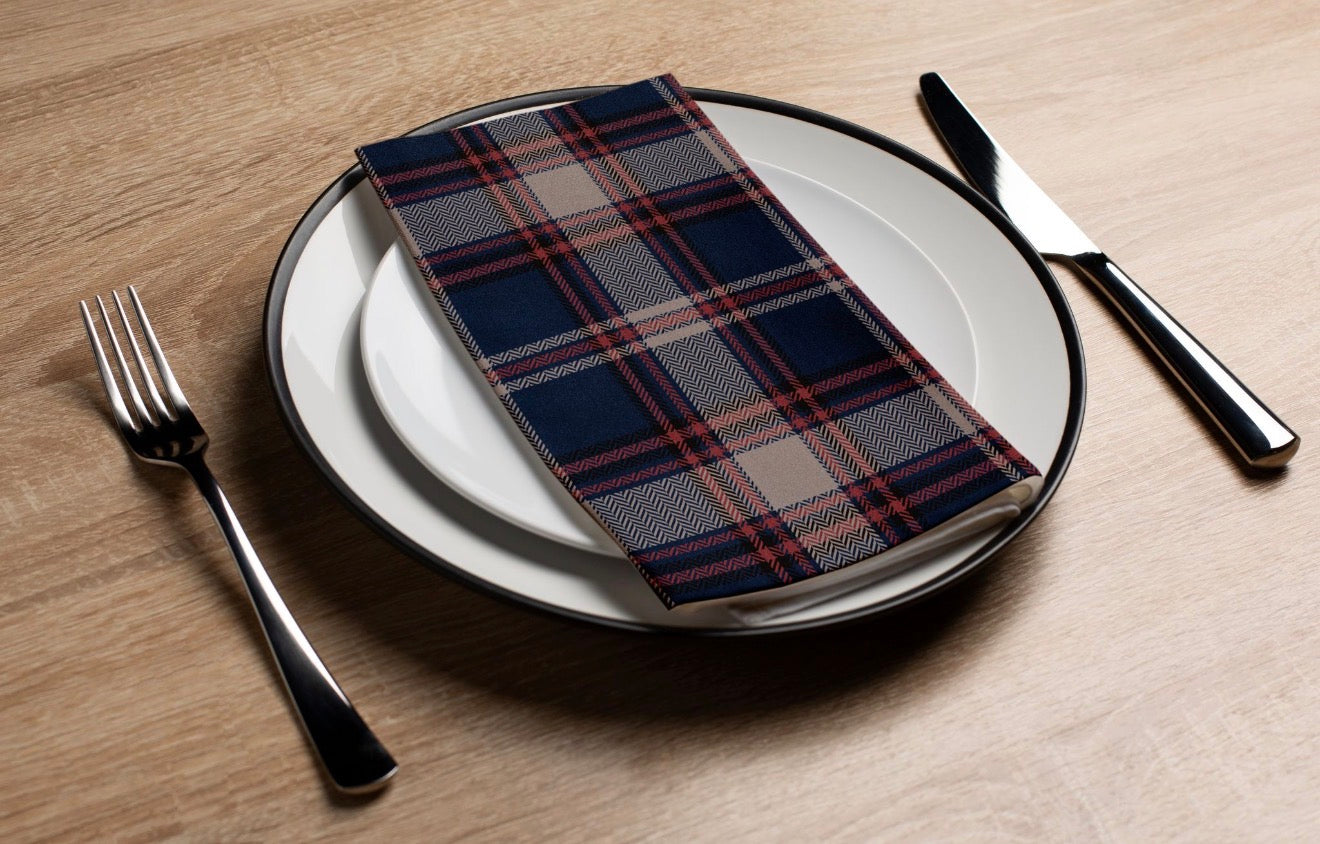 Navy Plaid - Printed Guest Towel