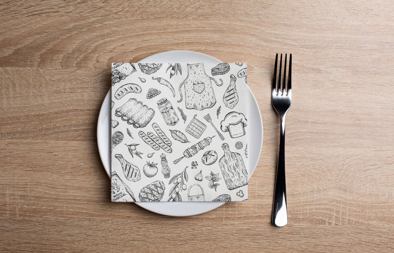 BBQ Print Cocktail Napkin