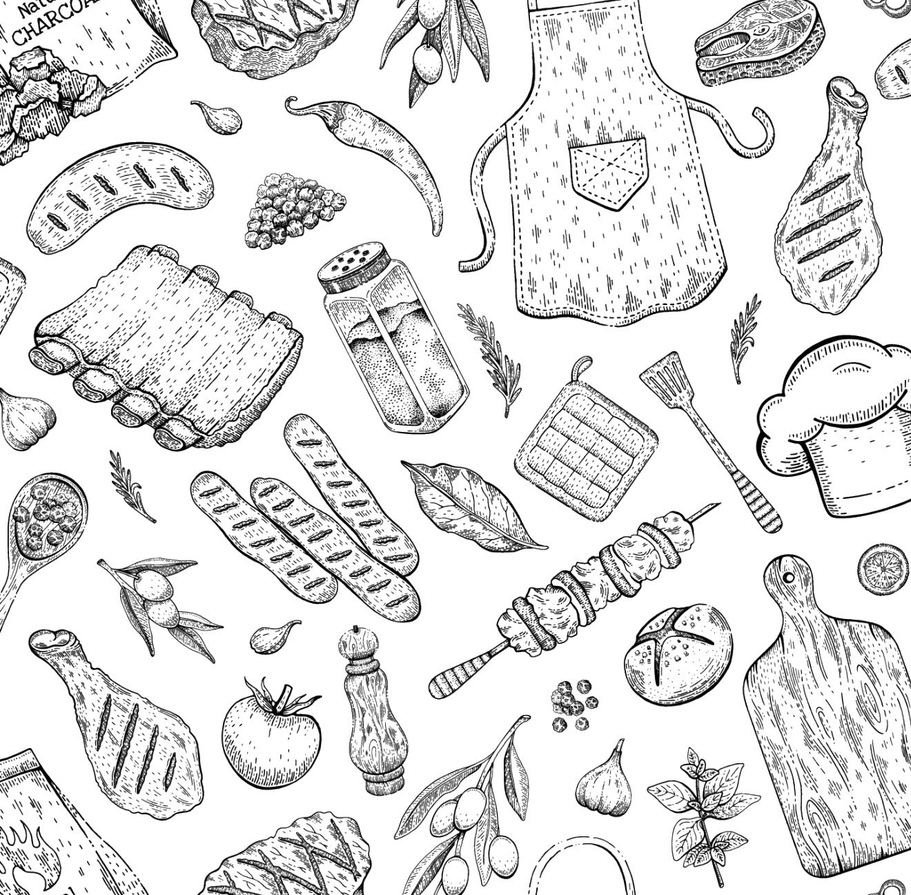 BBQ Print Cocktail Napkin