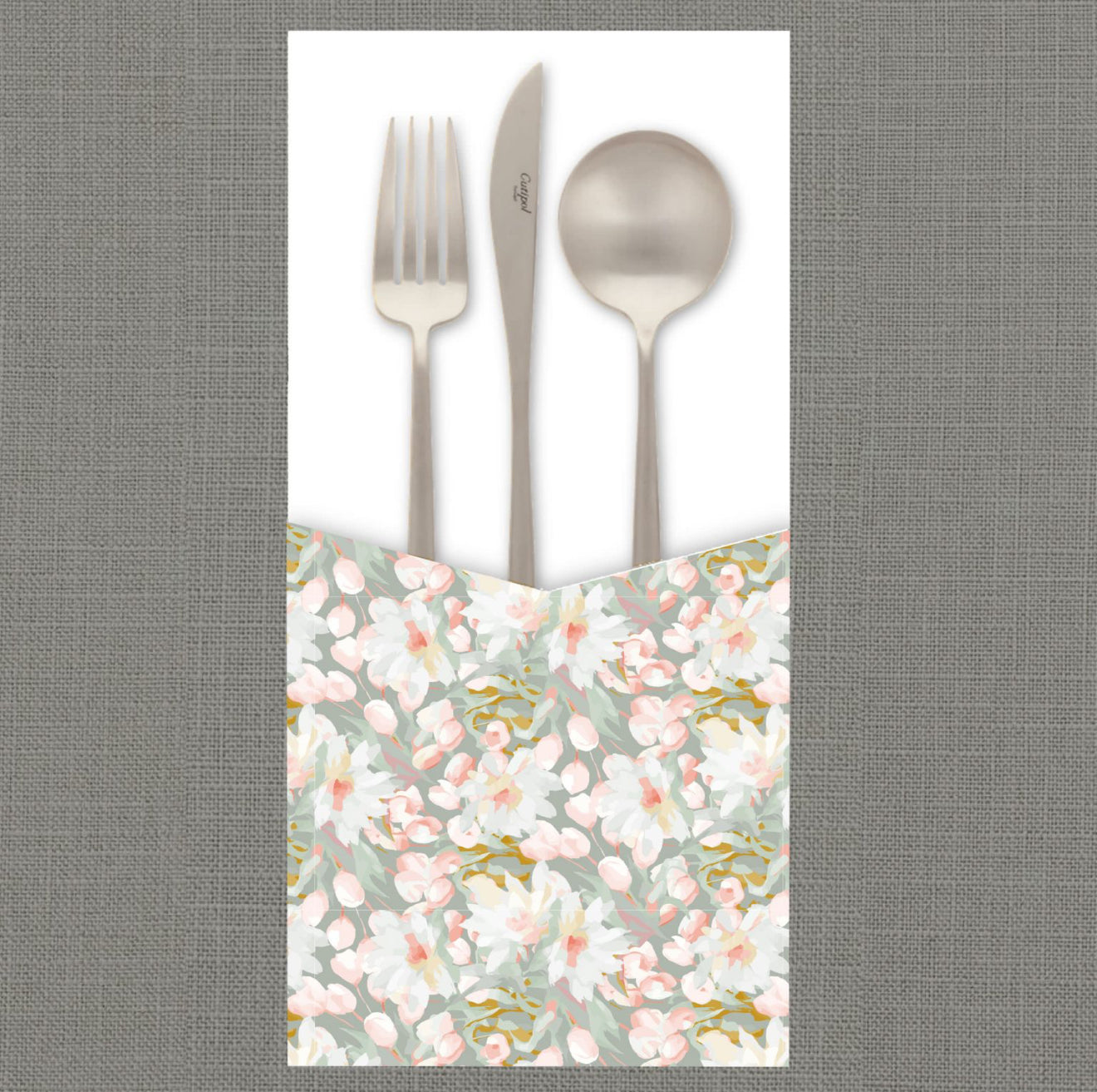 Painted Flowers Mint Cutlery Pouch