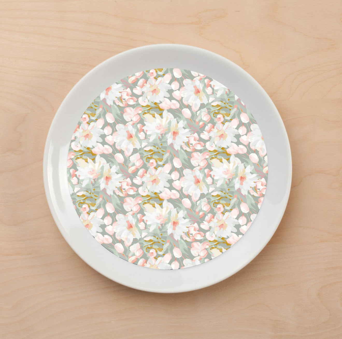 Painted Flowers Mint Plate Accent