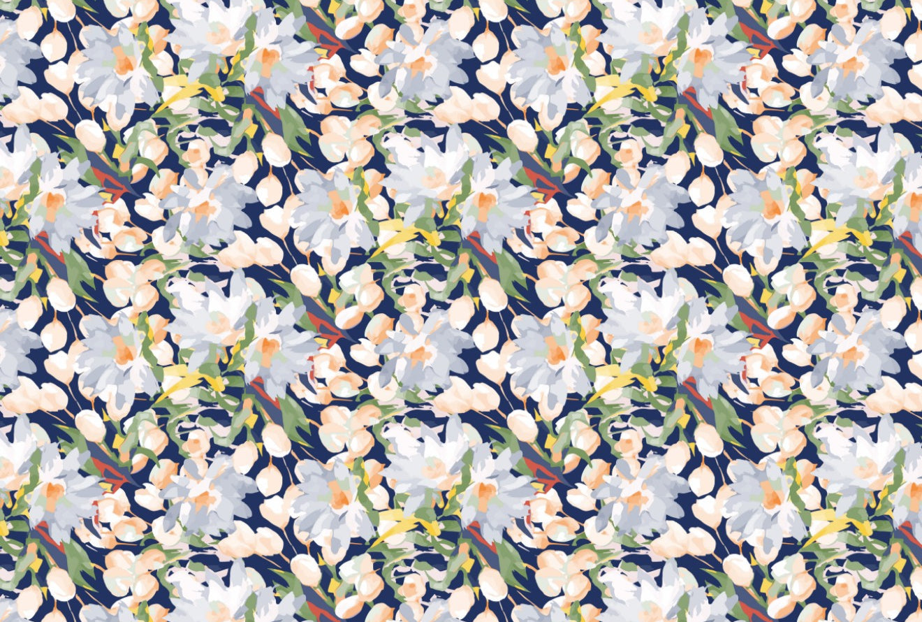 Painted Flowers Navy - Placemat