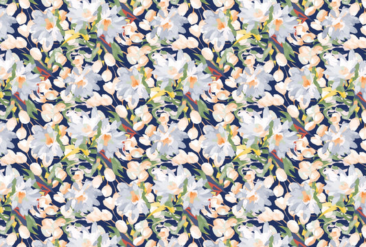 Painted Flowers Navy - Placemat