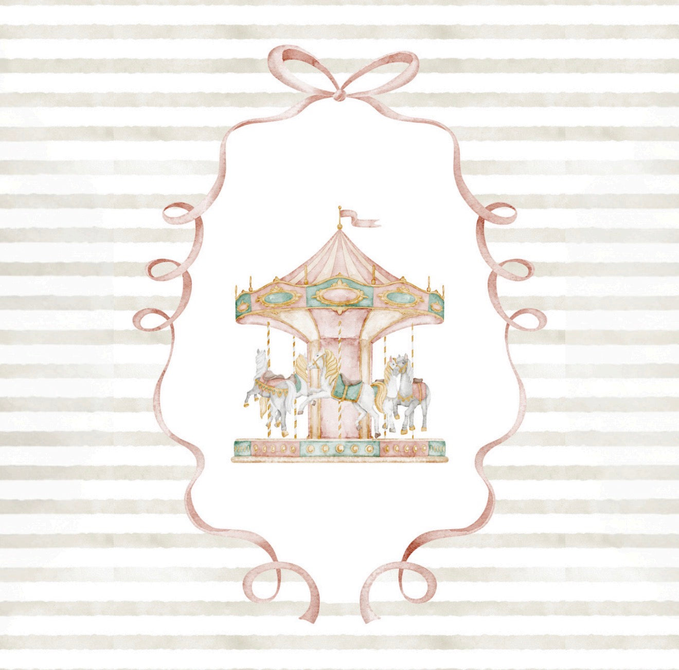 Watercolor Carousel Cocktail Napkin