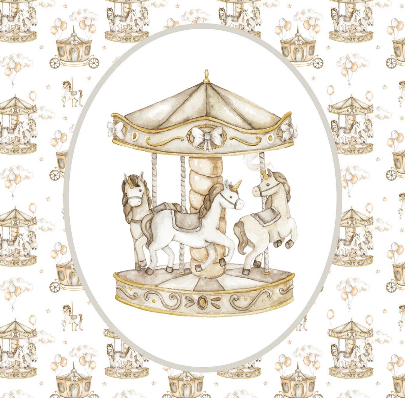 Gold Carousel Cocktail Napkin
