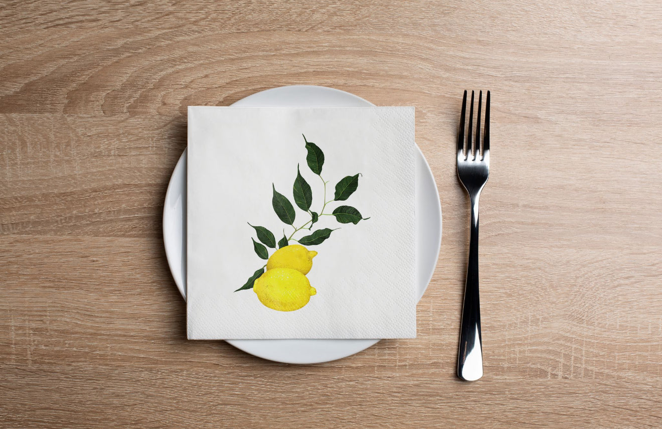 Lemon Leaves Cocktail Napkin