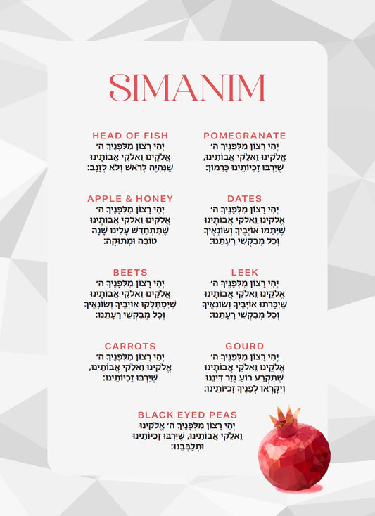 Pixelated Pomegranate Simanim Cards