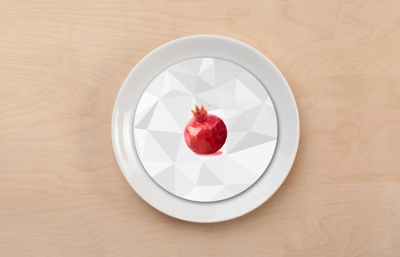 Pixelated Pomegranate Plate Accent