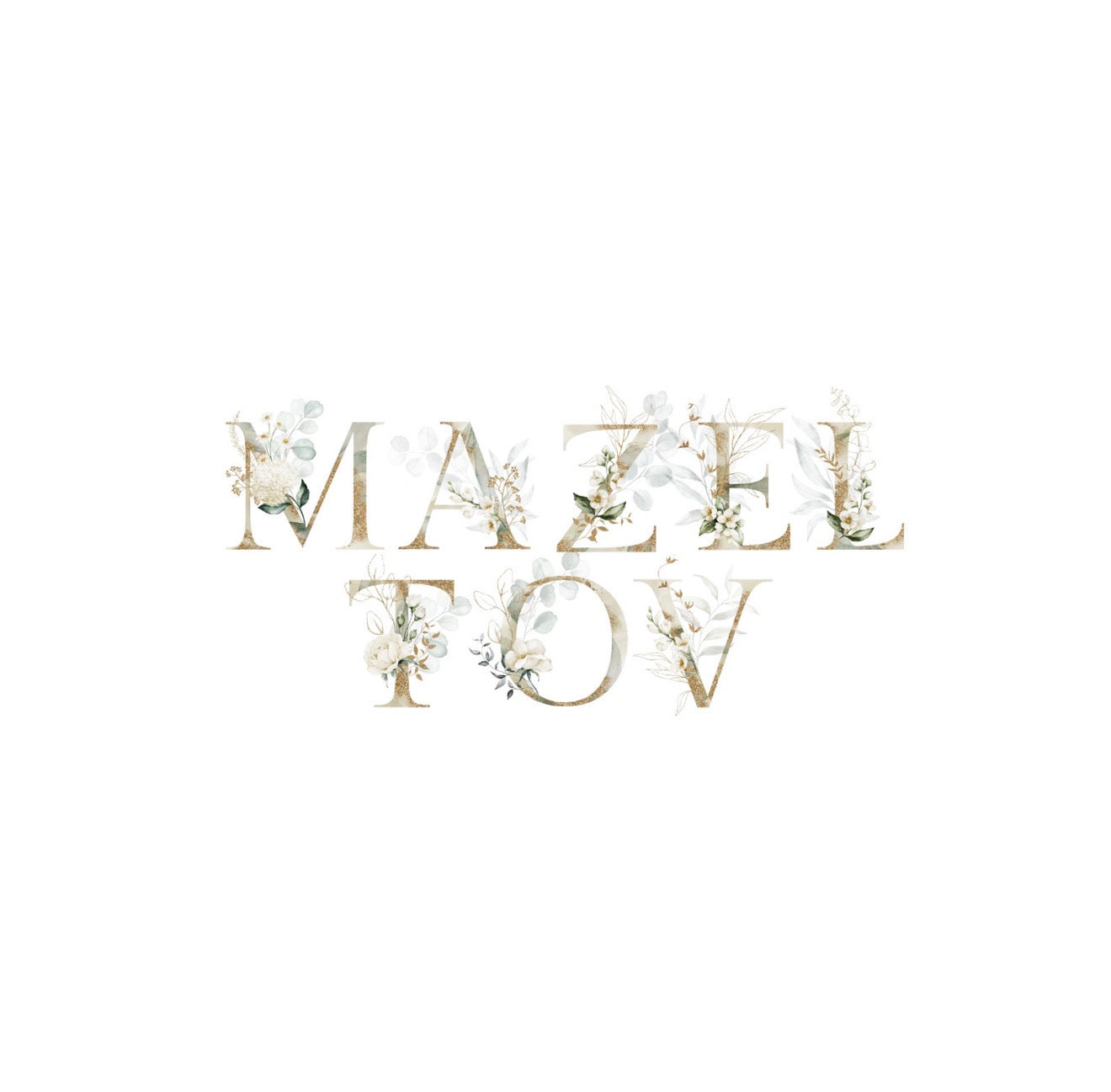 Glitter Floral Mazel Tov Cocktail Napkin