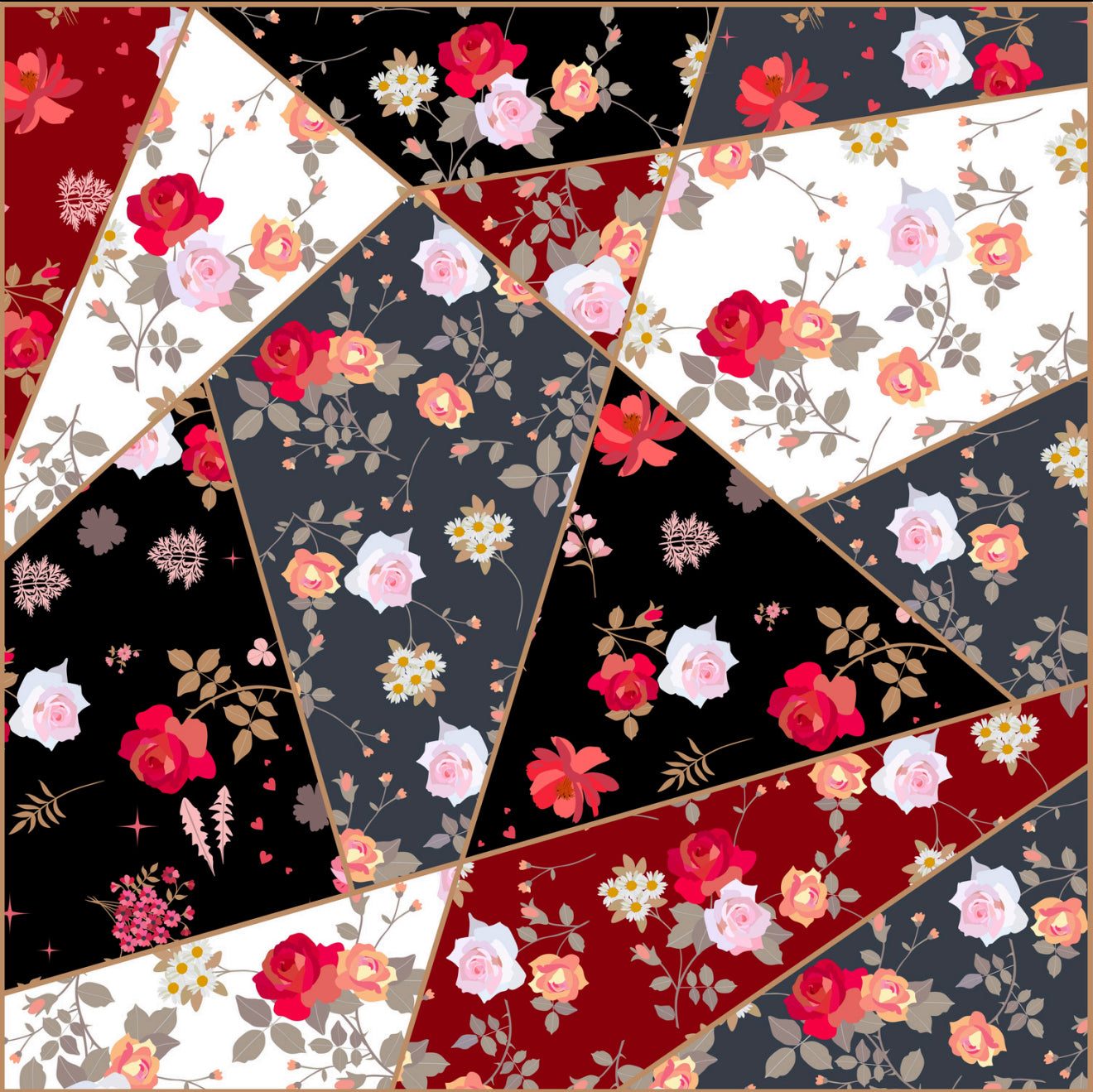Patchwork Rose - Charger - (SQUARE)