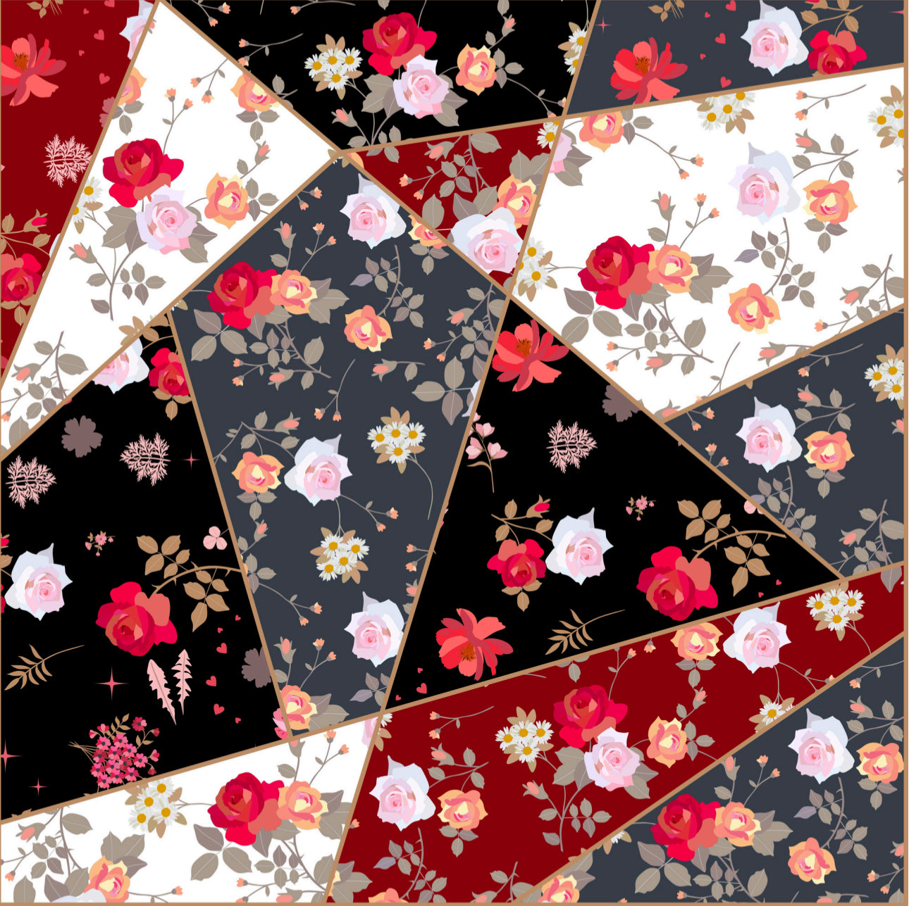 Patchwork Rose Cocktail Napkin