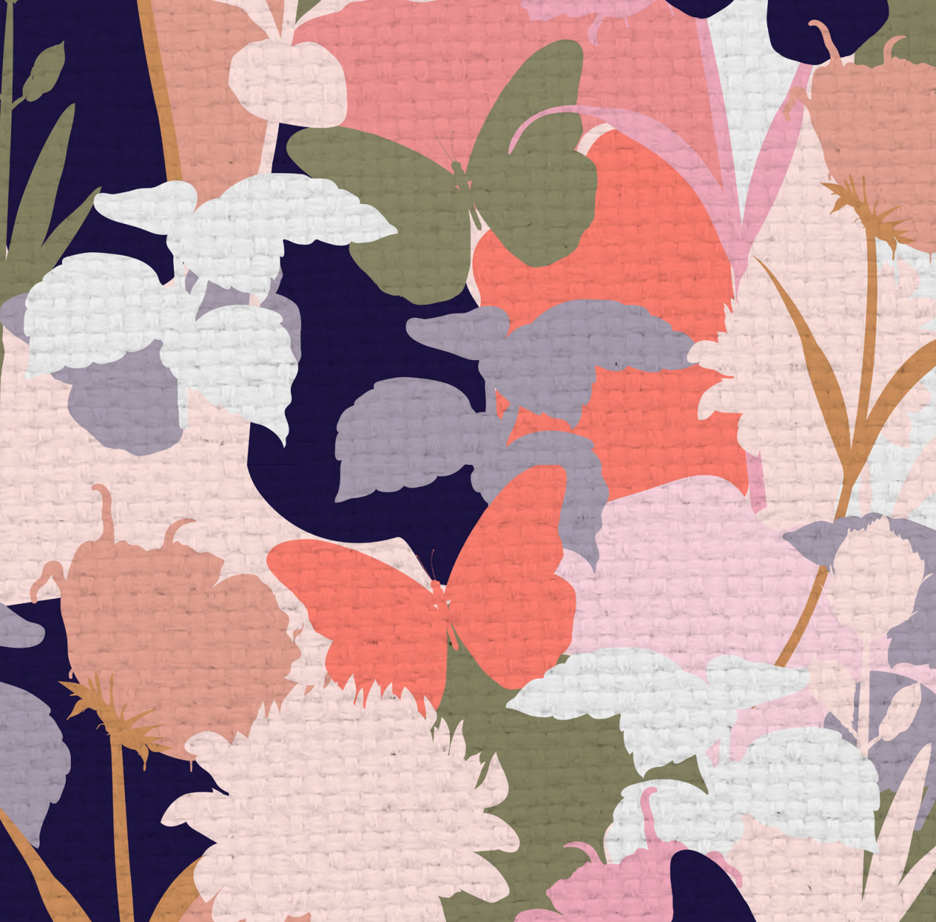 Butterfly Flower Silhouette Cocktail Napkin