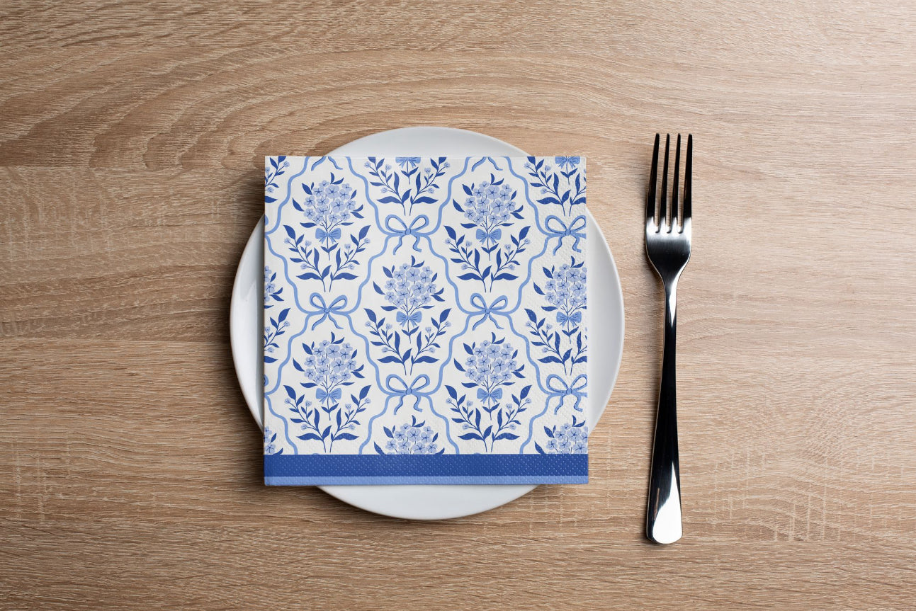 Cornflower Damask Cocktail Napkin