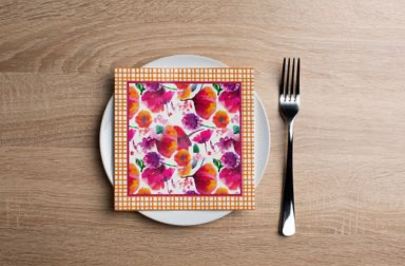 Poppy Pattern I Cocktail Napkin