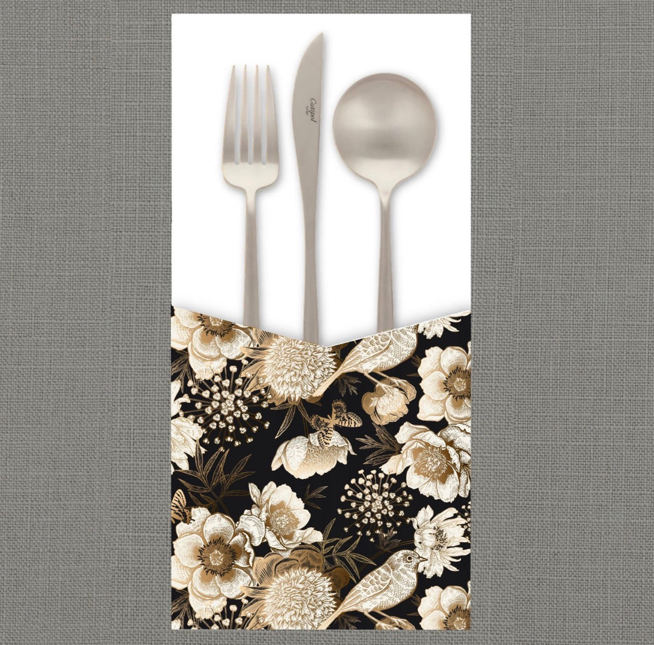 Vintage Gilded Foliage Cutlery Pouch
