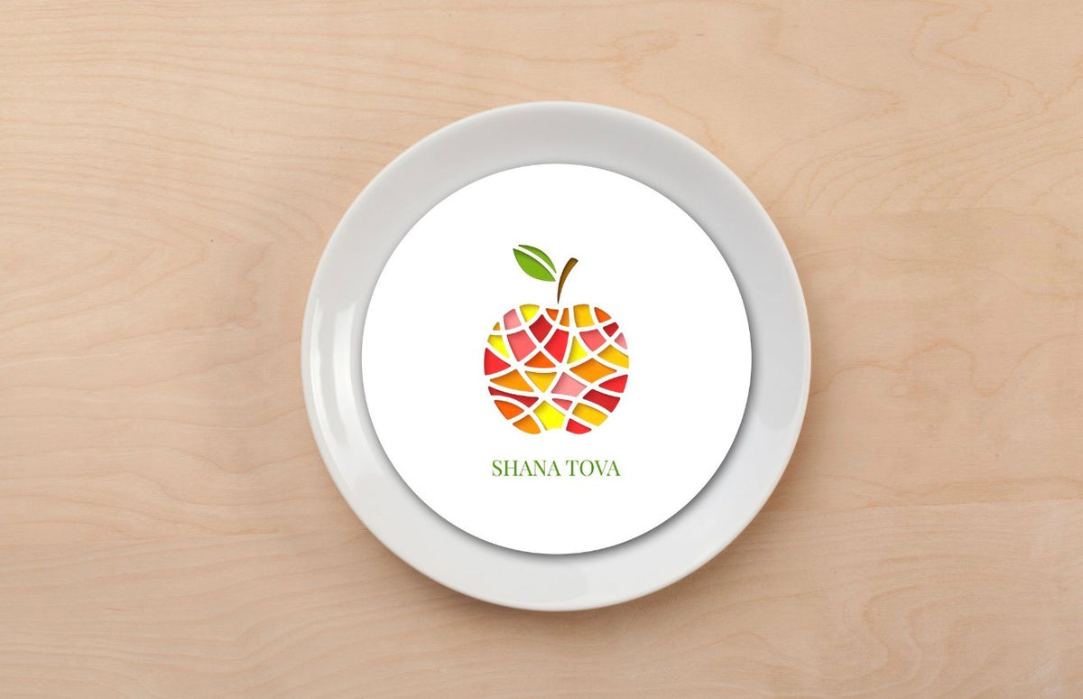 Stained Glass Apple Plate Accent