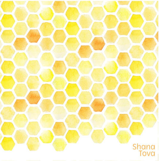 Yellow Honeycomb Shana Tova English - Charger - (SQUARE)