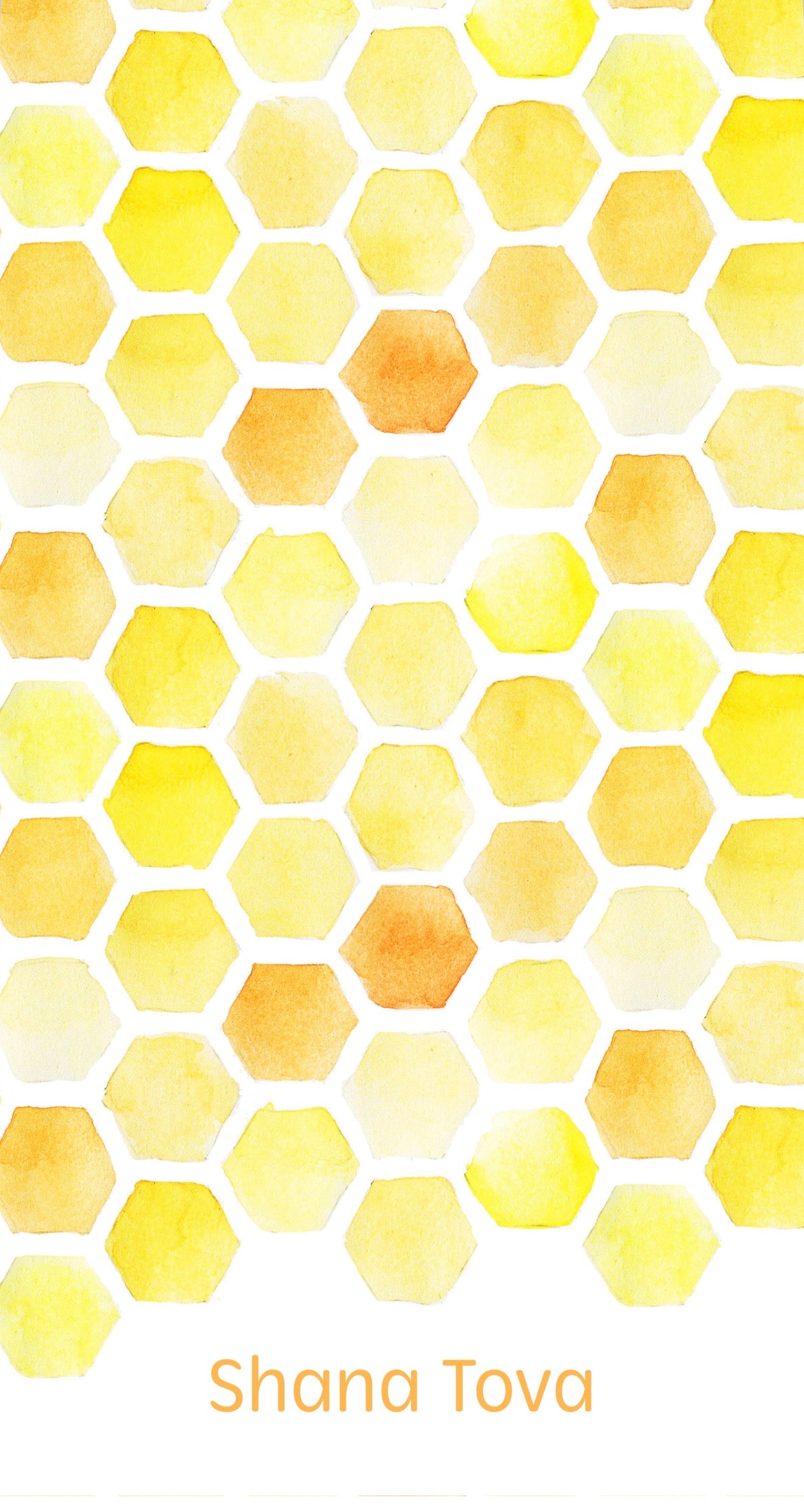 Yellow Honeycomb Shana Tova English - Printed Guest Towel