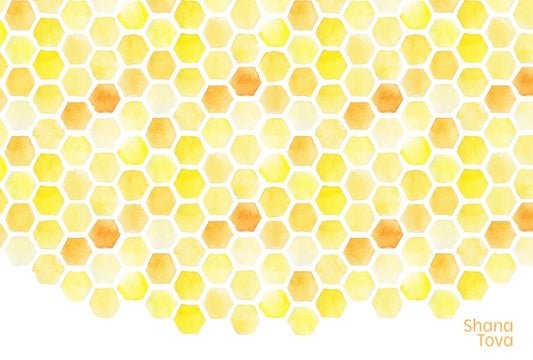 Yellow Honeycomb Shana Tova English - Placemat