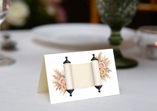 Boho Torah Floral Place Cards