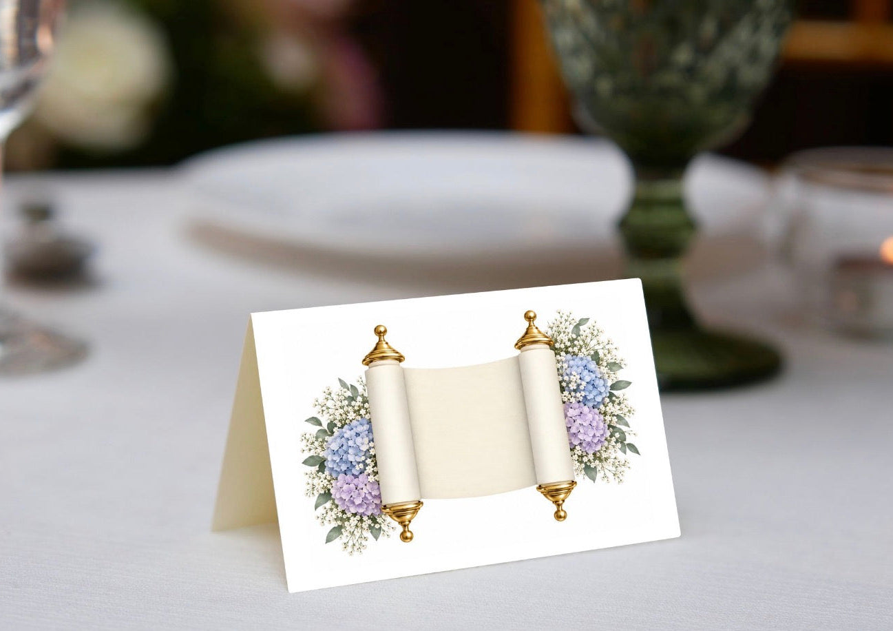 Hydrangeas Torah Place Cards