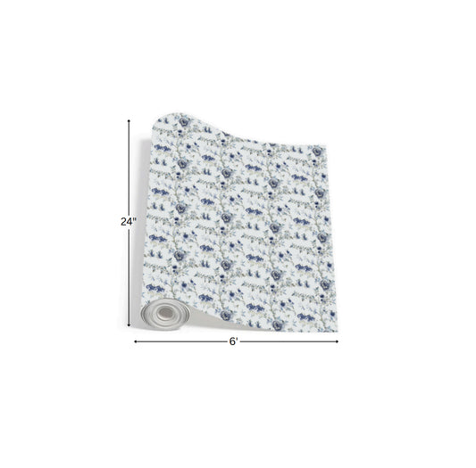 Blue Floral - Printed Wrapping Paper