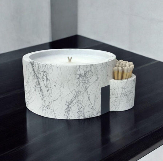 White & Gray Marble - Havdalah Glow