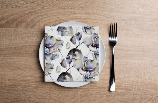 Ink Floral Cocktail Napkin