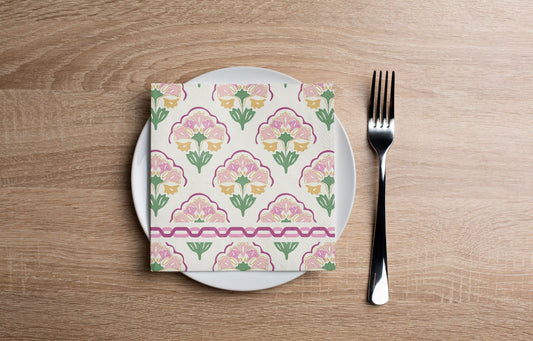 Scalloped Floral Cocktail Napkin